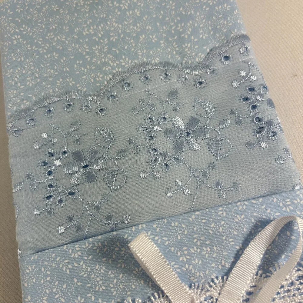 Dohler Embellished Hand Towel Lace Ribbon Pale Blue Decorative 19.5